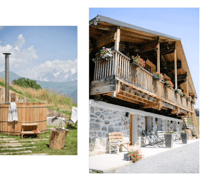 Chalet Nantailly — gîte écologique avec bain nordique et vue extérieure