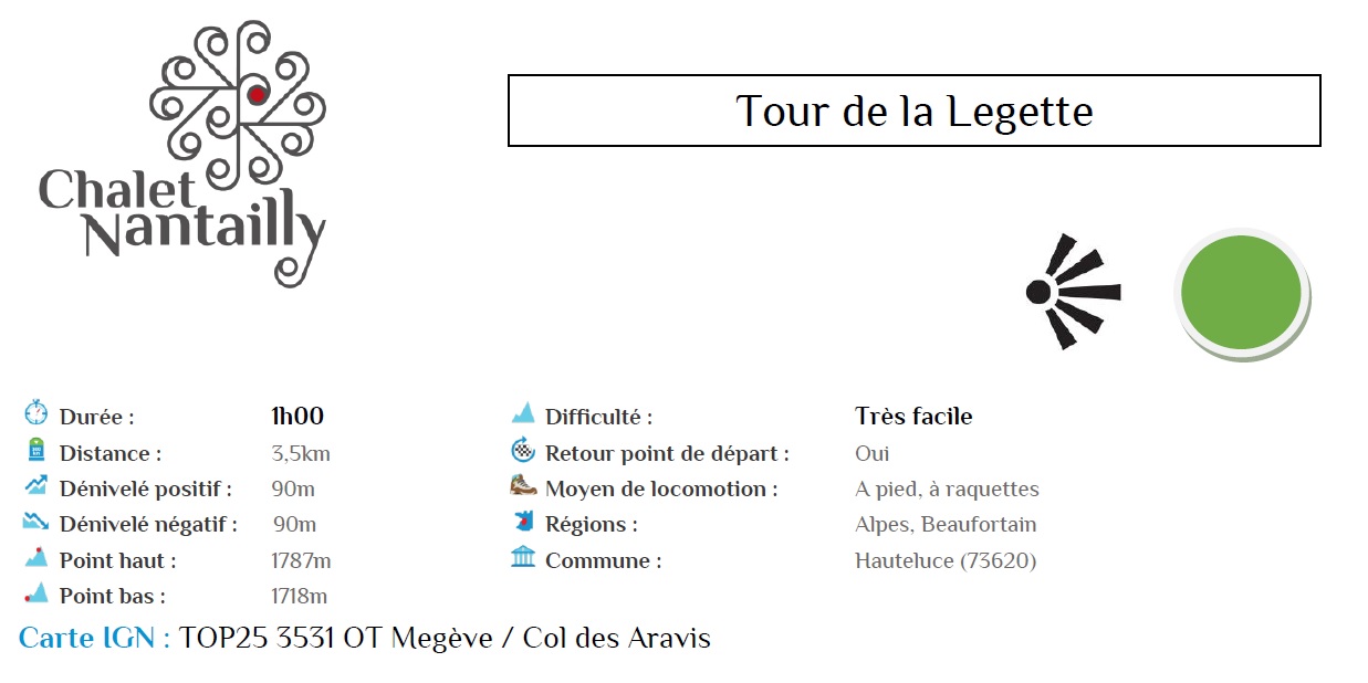 Itinéraire carte pour balade Tour de La Légette